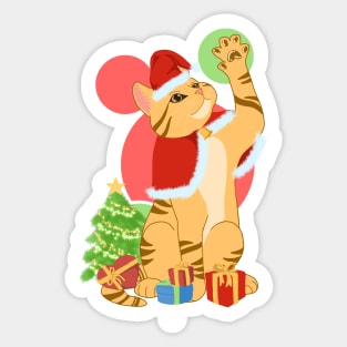 CHRISTMAS ORANGE CAT Sticker